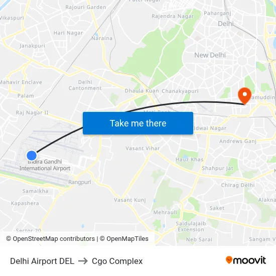 Delhi Airport DEL to Cgo Complex map
