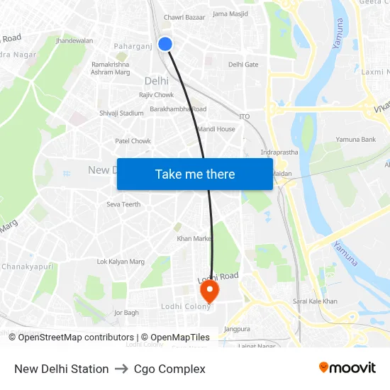 New Delhi Station to Cgo Complex map