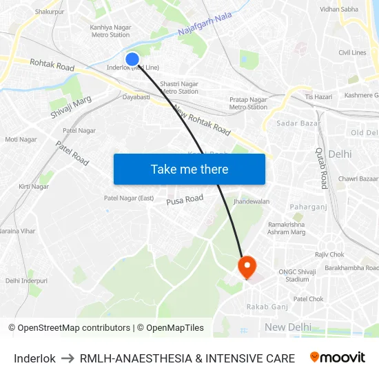 Inderlok to RMLH-ANAESTHESIA & INTENSIVE CARE map