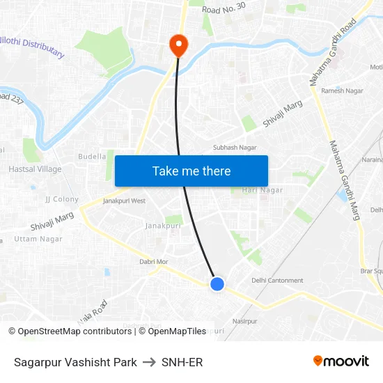 Sagarpur Vashisht Park to SNH-ER map