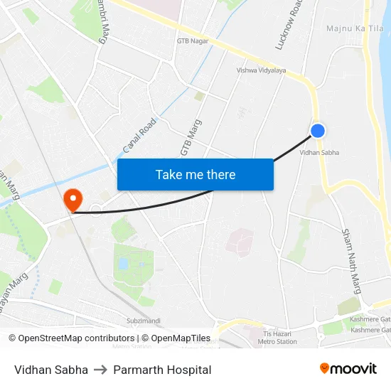 Vidhan Sabha to Parmarth Hospital map