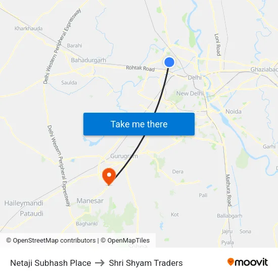 Netaji Subhash Place to Shri Shyam Traders map