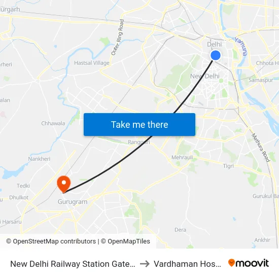New Delhi Railway Station Gate No.2 to Vardhaman Hospital map
