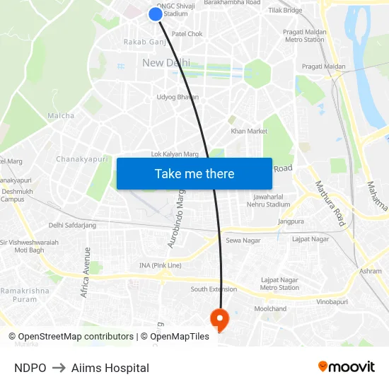 NDPO to Aiims Hospital map