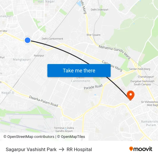 Sagarpur Vashisht Park to RR Hospital map