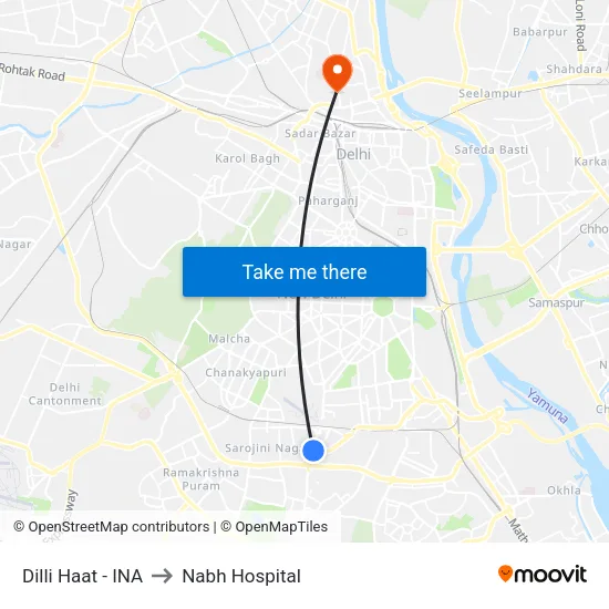 Dilli Haat - INA to Nabh Hospital map