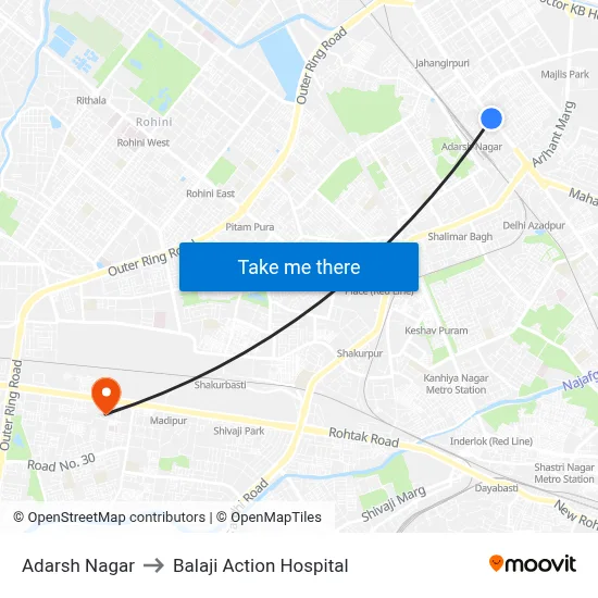Adarsh Nagar to Balaji Action Hospital map