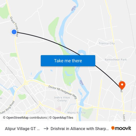 Alipur Village GT Road to Drishrai in Alliance with Sharp Sight map