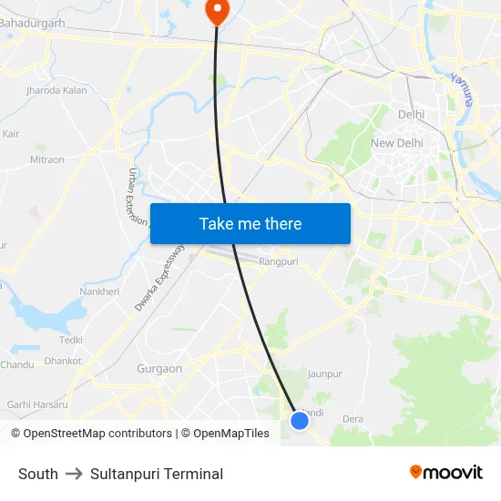 South to Sultanpuri Terminal map