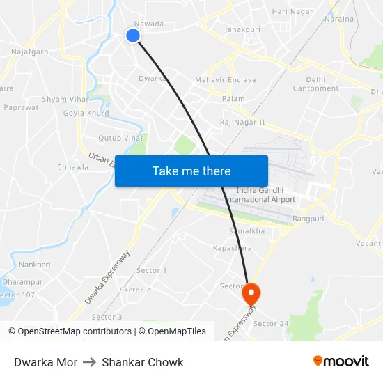 Dwarka Mor to Shankar Chowk map