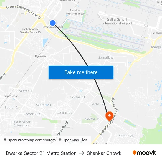 Dwarka Sector 21 Metro Station to Shankar Chowk map