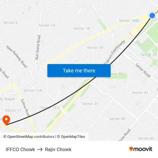 IFFCO Chowk to Rajiv Chowk map