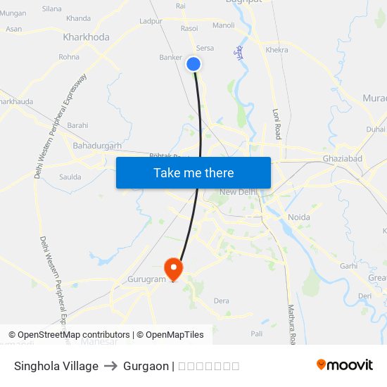 Singhola Village to Gurgaon | गुडगाँव map