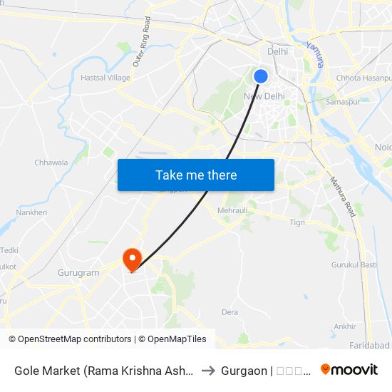 Gole Market (Rama Krishna Ashram Marg) to Gurgaon | गुडगाँव map