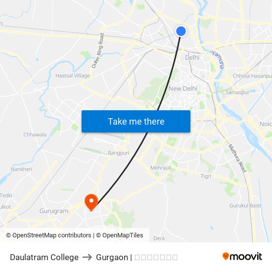 Daulatram College to Gurgaon | गुडगाँव map