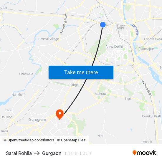 Sarai Rohila to Gurgaon | गुडगाँव map