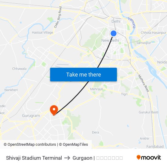 Shivaji Stadium Terminal to Gurgaon | गुडगाँव map