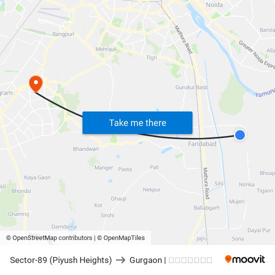 Sector-89 (Piyush Heights) to Gurgaon | गुडगाँव map