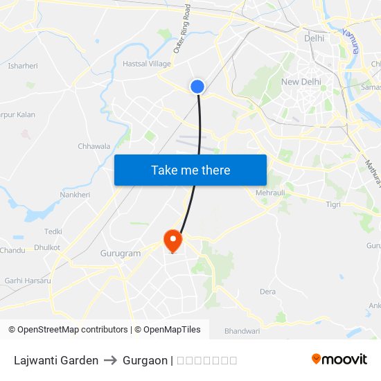 Lajwanti Garden to Gurgaon | गुडगाँव map