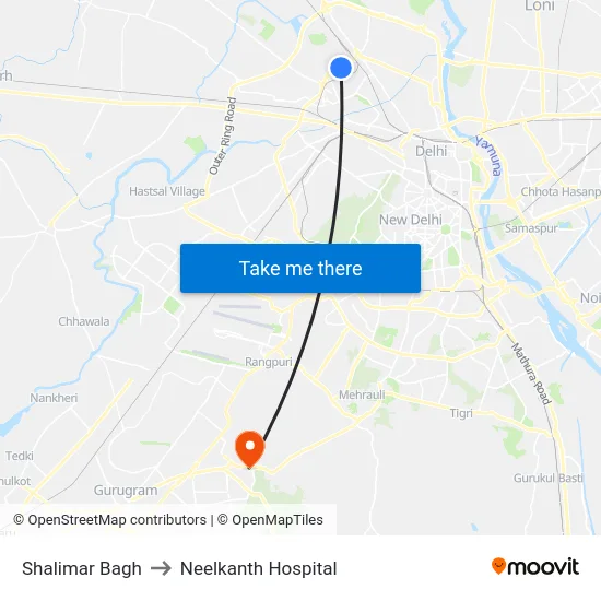 Shalimar Bagh to Neelkanth Hospital map