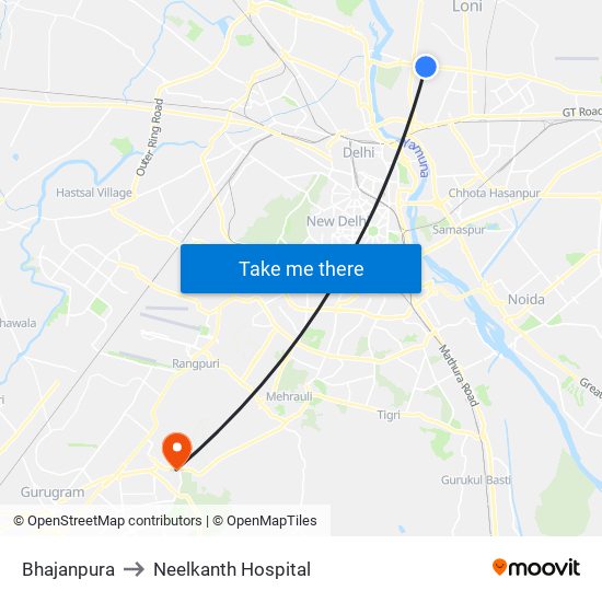 Bhajanpura to Neelkanth Hospital map