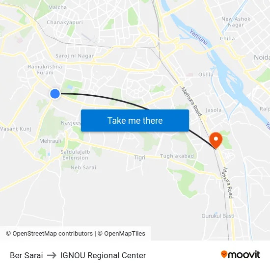 Ber Sarai to IGNOU Regional Center map