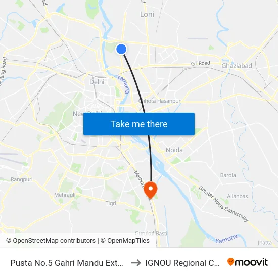 Pusta No.5 Gahri Mandu Extension to IGNOU Regional Center map