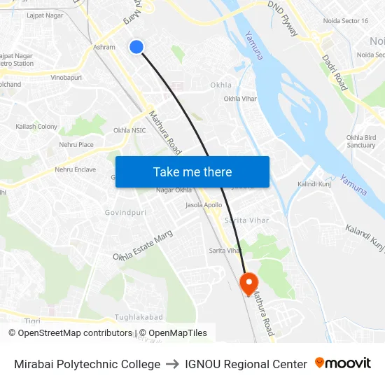 Mirabai Polytechnic College to IGNOU Regional Center map