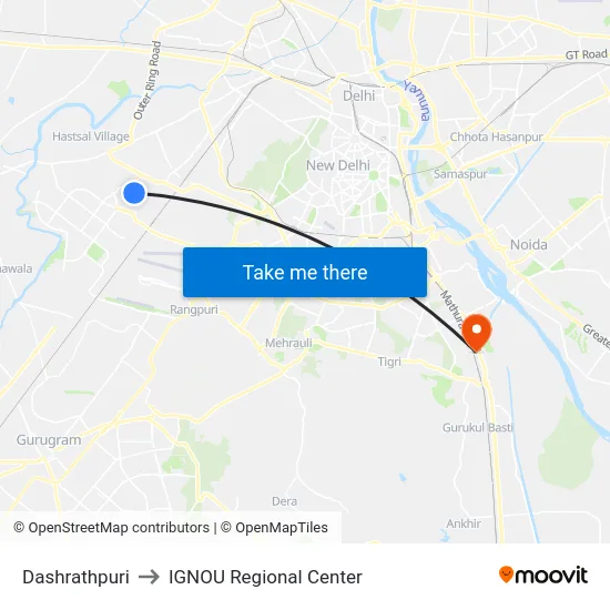 Dashrathpuri to IGNOU Regional Center map