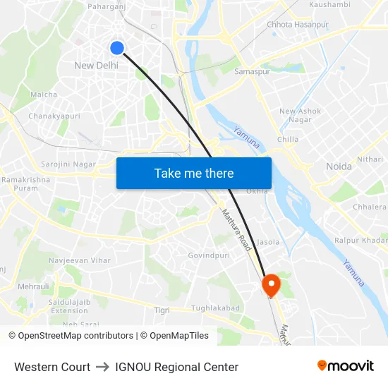 Western Court to IGNOU Regional Center map
