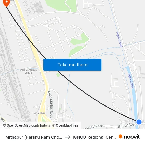 Mithapur (Parshu Ram Chowk) to IGNOU Regional Center map