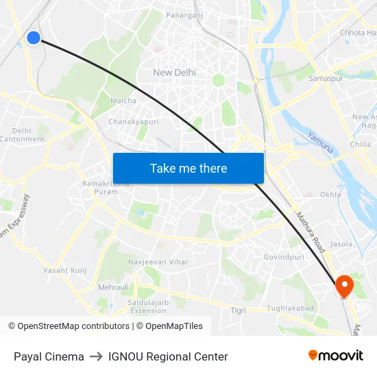 Payal Cinema to IGNOU Regional Center map