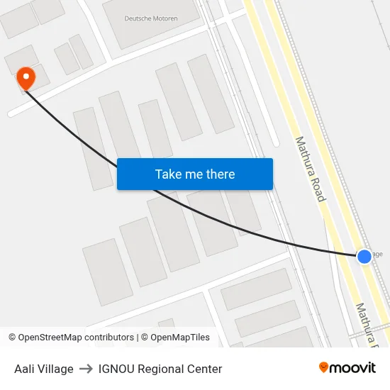 Aali Village to IGNOU Regional Center map