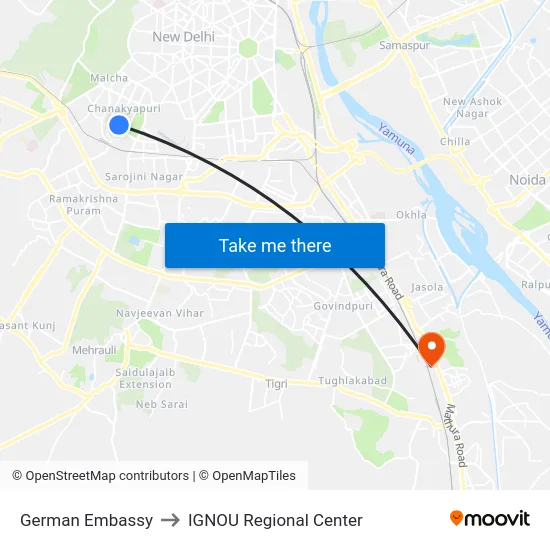 German Embassy to IGNOU Regional Center map