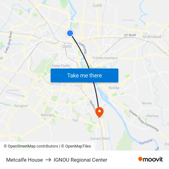 Metcalfe House to IGNOU Regional Center map