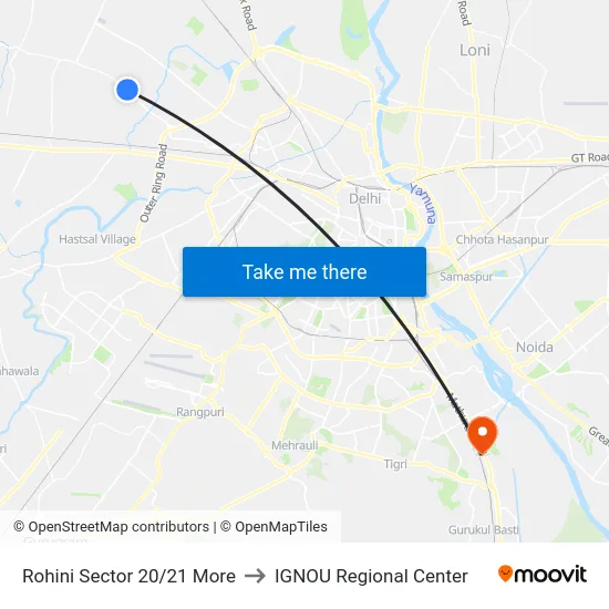 Rohini Sector 20/21 Crossing to IGNOU Regional Center map