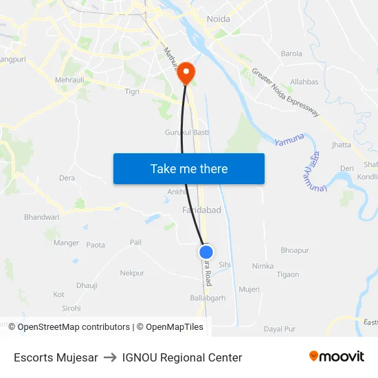 Escorts Mujesar to IGNOU Regional Center map
