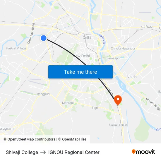 Shivaji College to IGNOU Regional Center map