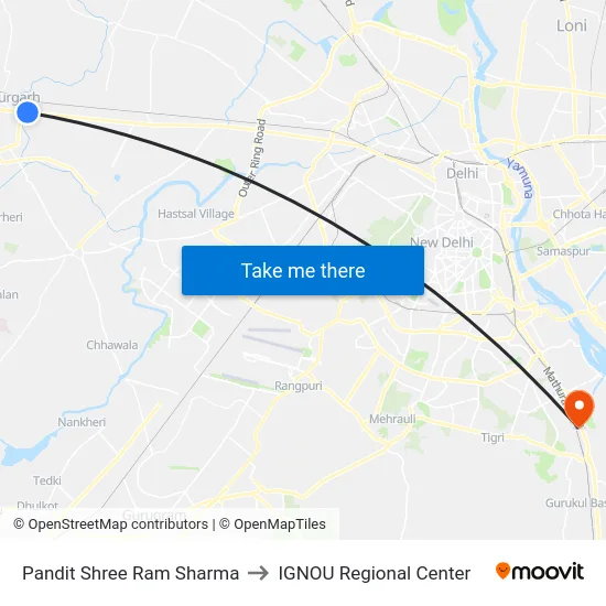 Pandit Shree Ram Sharma to IGNOU Regional Center map