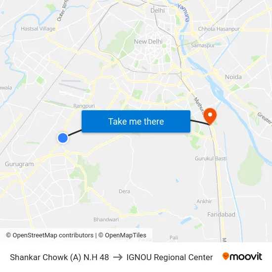 Shankar Chowk (A) N.H 48 to IGNOU Regional Center map