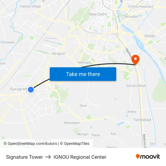 Signature Tower to IGNOU Regional Center map