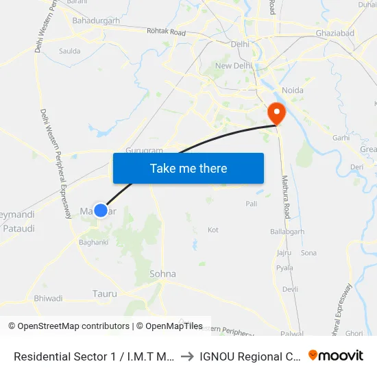 Residential Sector 1 / I.M.T Manesar to IGNOU Regional Center map