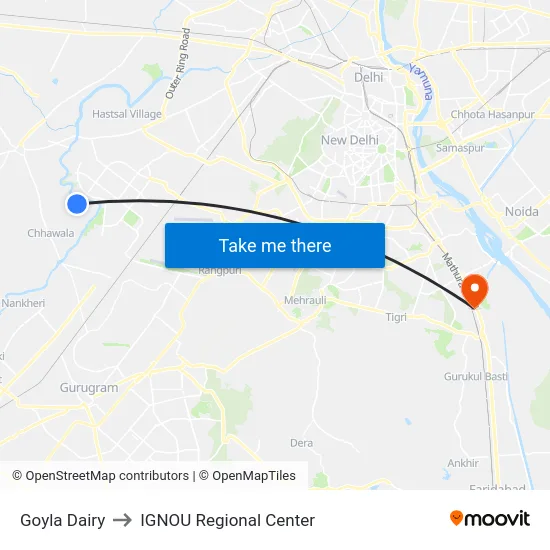 Goyla Dairy to IGNOU Regional Center map