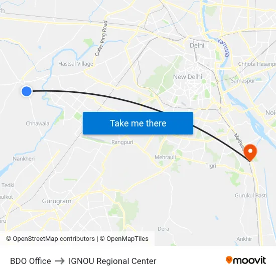 BDO Office to IGNOU Regional Center map