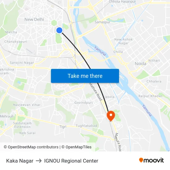Kaka Nagar to IGNOU Regional Center map