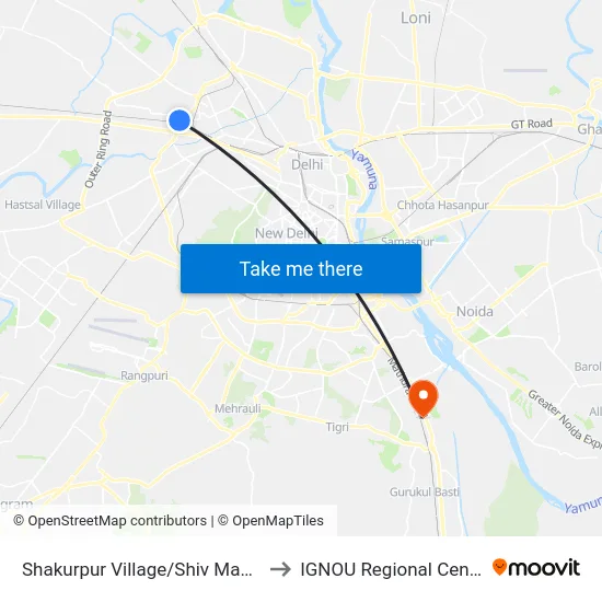 Shakurpur Village/Shiv Mandir to IGNOU Regional Center map