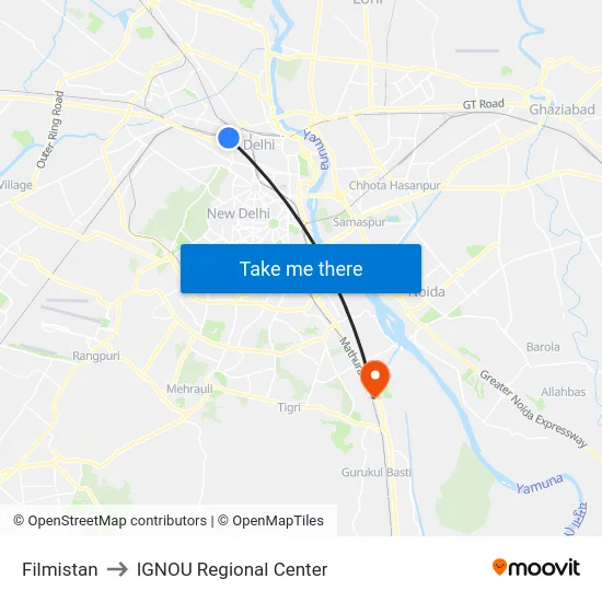 Filmistan to IGNOU Regional Center map