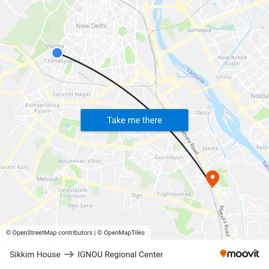 Sikkim House to IGNOU Regional Center map