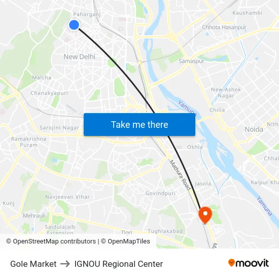 Gole Market to IGNOU Regional Center map
