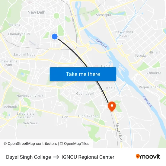 Dayal Singh College to IGNOU Regional Center map